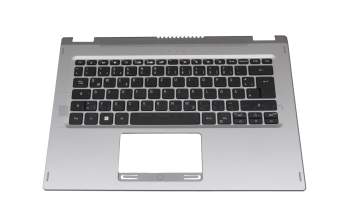 Keyboard incl. topcase DE (german) black/silver original suitable for Acer Spin 1 (SP114-31)