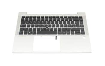 Keyboard incl. topcase DE (german) black/silver with backlight and mouse-stick original suitable for HP EliteBook 840 G8