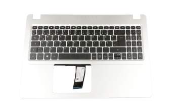 Keyboard incl. topcase DE (german) black/silver with backlight original suitable for Acer Aspire 5 (A515-52)
