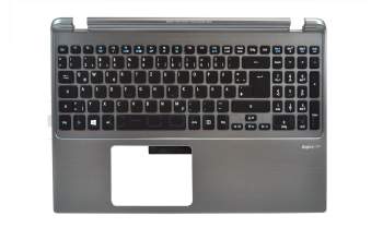 Keyboard incl. topcase DE (german) black/silver with backlight original suitable for Acer Aspire M5-581T
