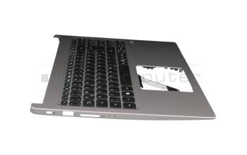 Keyboard incl. topcase DE (german) black/silver with backlight original suitable for Acer Swift 3 (SF315-52G)