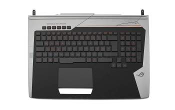Keyboard incl. topcase DE (german) black/silver with backlight original suitable for Asus ROG G752VL