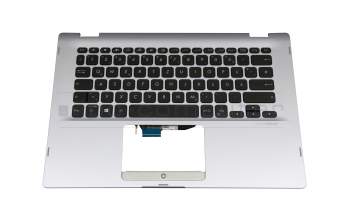 Keyboard incl. topcase DE (german) black/silver with backlight original suitable for Asus VivoBook Flip 14 TP412FA