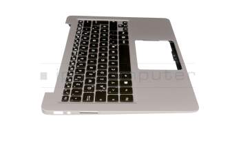 Keyboard incl. topcase DE (german) black/silver with backlight original suitable for Asus ZenBook UX330CA