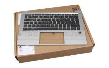 Keyboard incl. topcase DE (german) black/silver with backlight original suitable for HP EliteBook 830 G7