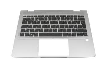 Keyboard incl. topcase DE (german) black/silver with backlight original suitable for HP EliteBook x360 830 G6