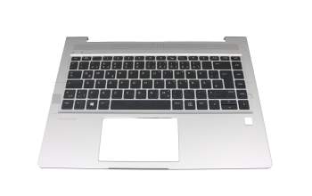 Keyboard incl. topcase DE (german) black/silver with backlight original suitable for HP ProBook 445R G6