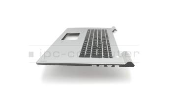 Keyboard incl. topcase DE (german) black/silver with backlight original suitable for Lenovo IdeaPad 700-17ISK (80RV)