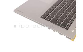 Keyboard incl. topcase DE (german) black/silver with backlight silver edge original suitable for Lenovo IdeaPad 510S-14IKB (80UV)