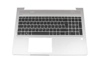Keyboard incl. topcase DE (german) black/silver with backlight suitable for HP ProBook 455 G6