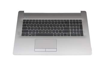 Keyboard incl. topcase DE (german) black/silver with backlight w/o ODD original suitable for HP 470 G7