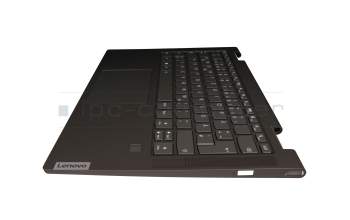Keyboard incl. topcase DE (german) grey/dark green with backlight original suitable for Lenovo Yoga 7 14ITL5 (82BH)