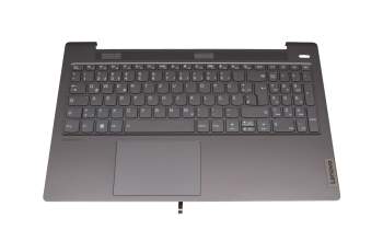 Keyboard incl. topcase DE (german) grey/grey with backlight Fingerprint (USB-C charging port) original suitable for Lenovo IdeaPad 5-15ARE05 (81YQ)
