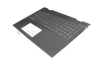 Keyboard incl. topcase DE (german) grey/grey with backlight original suitable for HP Envy x360 15-cp0800