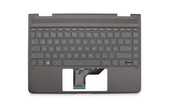 Keyboard incl. topcase DE (german) grey/grey with backlight original suitable for HP Spectre x360 13-ac000