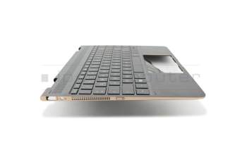 Keyboard incl. topcase DE (german) grey/grey with backlight original suitable for HP Spectre x360 13-ac000