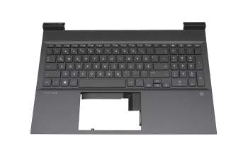 Keyboard incl. topcase DE (german) grey/grey with backlight original suitable for HP Victus 16-d1000