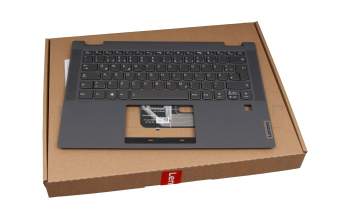 Keyboard incl. topcase DE (german) grey/grey with backlight original suitable for Lenovo IdeaPad Flex 5-14IIL05 (81WS/81X1)