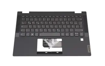 Keyboard incl. topcase DE (german) grey/grey with backlight original suitable for Lenovo IdeaPad Flex 5-14IIL05 (81WS/81X1)