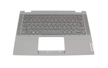 Keyboard incl. topcase DE (german) grey/grey with backlight original suitable for Lenovo IdeaPad Flex 5-14ITL05 (82HS)