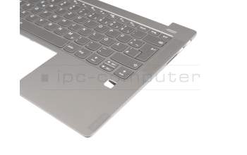 Keyboard incl. topcase DE (german) grey/grey with backlight original suitable for Lenovo IdeaPad S540-14IML (81NF001CGE)