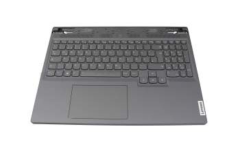 Keyboard incl. topcase DE (german) grey/grey with backlight original suitable for Lenovo Legion Slim 5-16APH8 (82Y9)