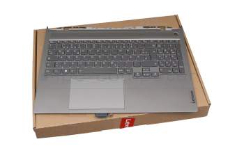 Keyboard incl. topcase DE (german) grey/grey with backlight original suitable for Lenovo ThinkBook 16p G2 ACH (20YM)
