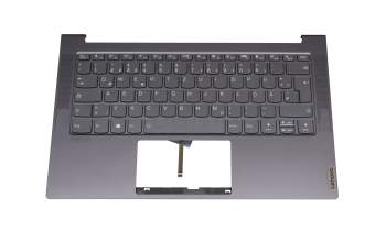 Keyboard incl. topcase DE (german) grey/grey with backlight original suitable for Lenovo Yoga Slim 7-14ITL05 (82A3)