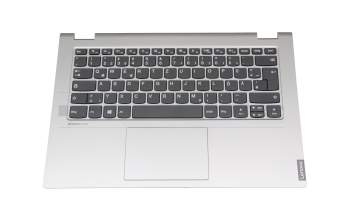 Keyboard incl. topcase DE (german) grey/silver (without backlight) original suitable for Lenovo Flex-14API (81SS)