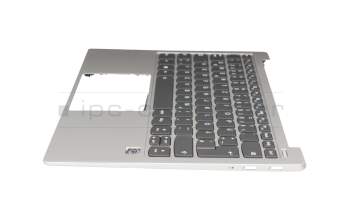 Keyboard incl. topcase DE (german) grey/silver with backlight original suitable for Lenovo Yoga S730-13IML (81U4)