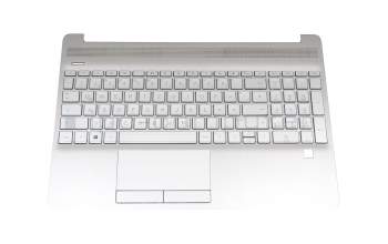 Keyboard incl. topcase DE (german) silver/silver (Fingerprint) original suitable for HP 15-dw2000