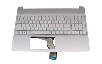 Keyboard incl. topcase DE (german) silver/silver original suitable for HP 15s-eq0000
