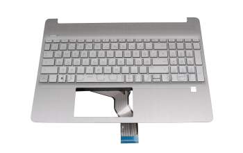 Keyboard incl. topcase DE (german) silver/silver original suitable for HP 15s-fq4000