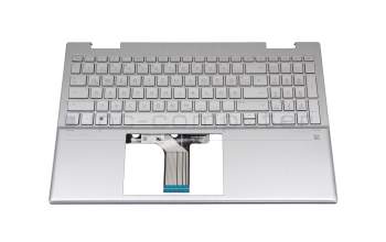 Keyboard incl. topcase DE (german) silver/silver original suitable for HP Pavilion x360 15-er0000