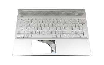 Keyboard incl. topcase DE (german) silver/silver with backlight (GTX graphics card) original suitable for HP Pavilion 15-cs1300