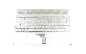 Keyboard incl. topcase DE (german) silver/silver with backlight (UMA graphics) original suitable for HP Pavilion 15-cs2100