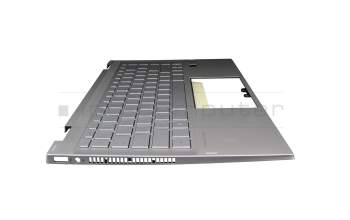 Keyboard incl. topcase DE (german) silver/silver with backlight Fingerprint / backlight original suitable for HP Pavilion x360 14-dw0000