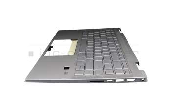 Keyboard incl. topcase DE (german) silver/silver with backlight Fingerprint / backlight original suitable for HP Pavilion x360 14-dw0000