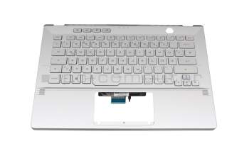 Keyboard incl. topcase DE (german) silver/silver with backlight original suitable for Asus ROG Zephyrus G14 GA401II