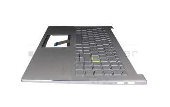 Keyboard incl. topcase DE (german) silver/silver with backlight original suitable for Asus VivoBook 15 X521FA