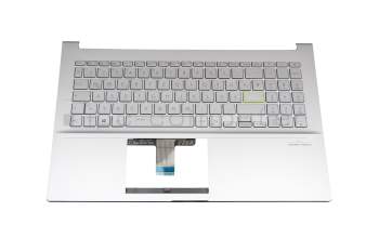 Keyboard incl. topcase DE (german) silver/silver with backlight original suitable for Asus VivoBook 15 X521FL