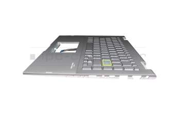 Keyboard incl. topcase DE (german) silver/silver with backlight original suitable for Asus VivoBook Flip 14 TP470EA