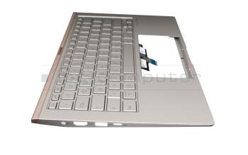 Keyboard incl. topcase DE (german) silver/silver with backlight original suitable for Asus ZenBook 14 UX433FLC
