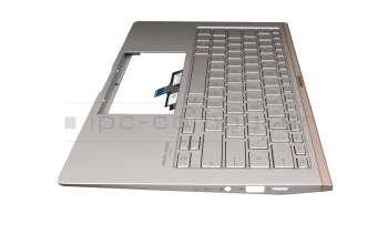 Keyboard incl. topcase DE (german) silver/silver with backlight original suitable for Asus ZenBook 14 UX433FLC