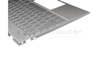 Keyboard incl. topcase DE (german) silver/silver with backlight original suitable for HP Envy 13-aq0400
