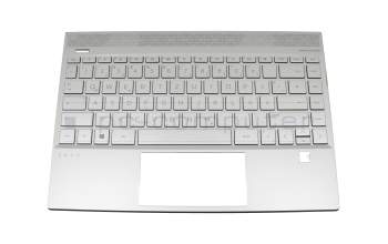 Keyboard incl. topcase DE (german) silver/silver with backlight original suitable for HP Envy 13-aq0700