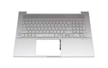 Keyboard incl. topcase DE (german) silver/silver with backlight original suitable for HP Envy 17-ch1000