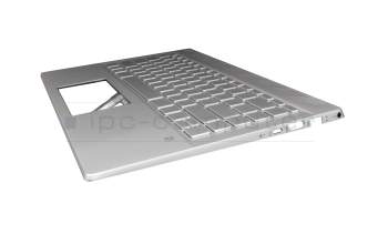 Keyboard incl. topcase DE (german) silver/silver with backlight original suitable for HP Pavilion 14-ce0000