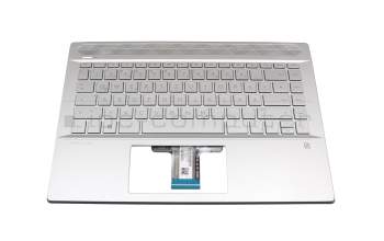 Keyboard incl. topcase DE (german) silver/silver with backlight original suitable for HP Pavilion 14-ce0100