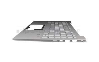 Keyboard incl. topcase DE (german) silver/silver with backlight original suitable for HP Pavilion 14-dv0000ng